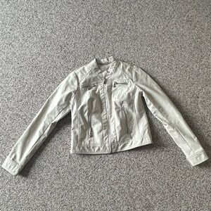 Light Cream Cropped Zip Jacket